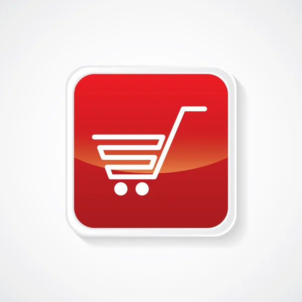 Icono de carrito de compras en botón rojo brillante. Eps-10 — Vector de stock