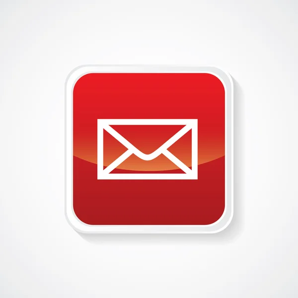 Ícone da Mensagem no Botão Brilhante Vermelho. Eps-10 — Vetor de Stock