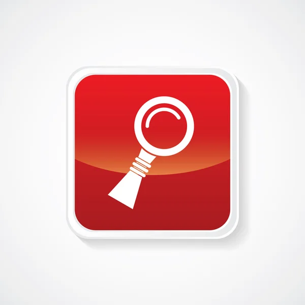 Icono de búsqueda (Zoom) en el botón rojo brillante. Eps-10 — Archivo Imágenes Vectoriales