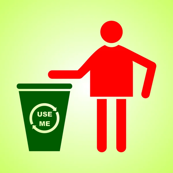 Conceptual Dustbin icon with man — Stock Vector