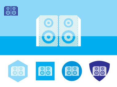 4 renkli arka plan üzerinde hoparlör simgesi düğmeleri şekillendirir. EPS-10.