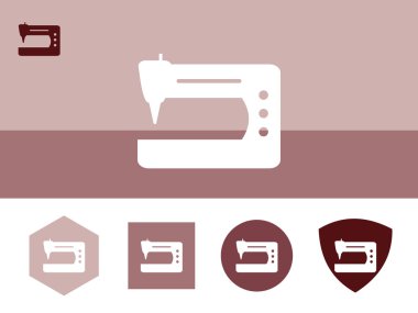 4 renkli arka plan üzerinde dikiş makinesi simgesi düğmeleri şekillendirir. EPS-10.