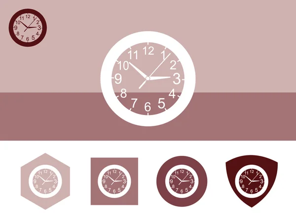 Nástěnné hodiny ikonu na barevné pozadí s 4 tvary tlačítek. EPS-10. — Stockový vektor