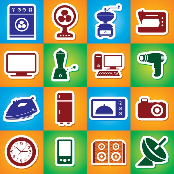 Colourful Icon Set Of Home Appliances — Stock Vector