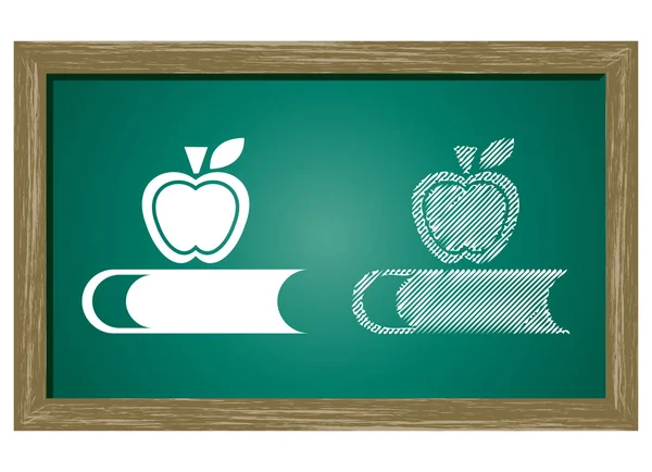 Icono editable de manzana en el libro Aislado en pizarra verde — Vector de stock