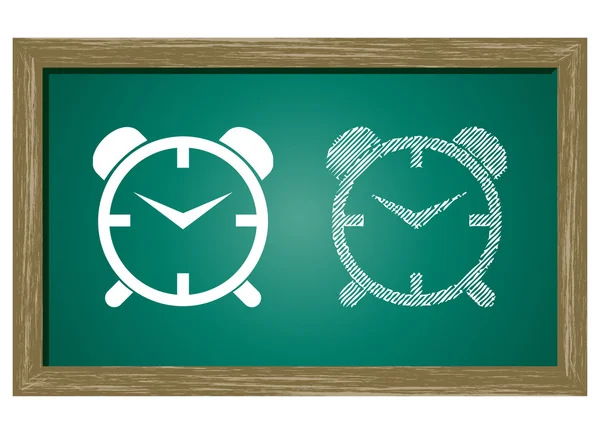 Redigerbara ikonen för klocka isolerade på Green Blackboard — Stock vektor