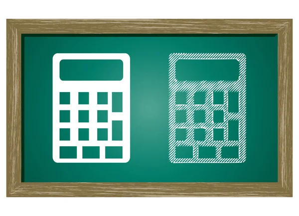 Editable icon of Calculator Isolated On Green Blackboard — Stock Vector