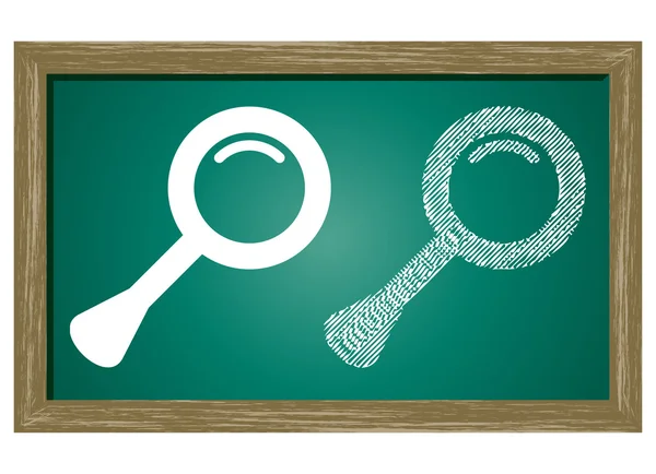 Editable icon of MAGNIFYING GLASS Isolated On Green Blackboard — Stock Vector