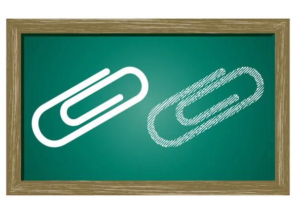 Editable icon of paper-clip Isolated On Green Blackboard — Stock Vector