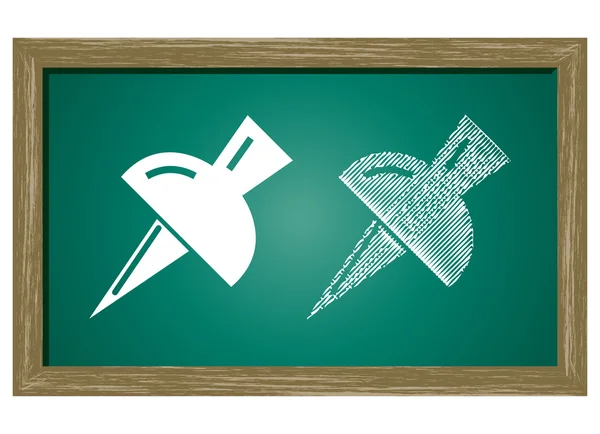 Ikona z papieru Pin na białym tle na zielona tablica — Wektor stockowy
