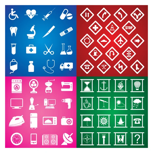 Iconos coloridos musical, envío, médico, electrodomésticos 66 iconos — Vector de stock