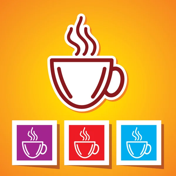 Colorido icono de la taza de café — Vector de stock