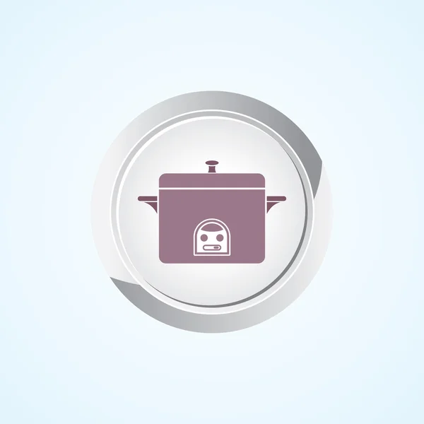 Icon of Electronic Cooker on Button. Eps-10. — Stock Vector