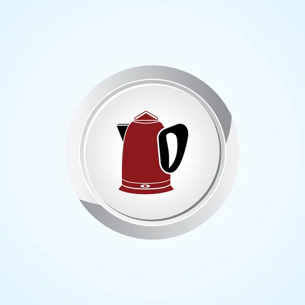 Icon of Electronic Tea Pot on Button. Eps-10. — Stock Vector