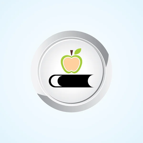 Icono del libro con Apple en el botón. Eps-10 . — Vector de stock