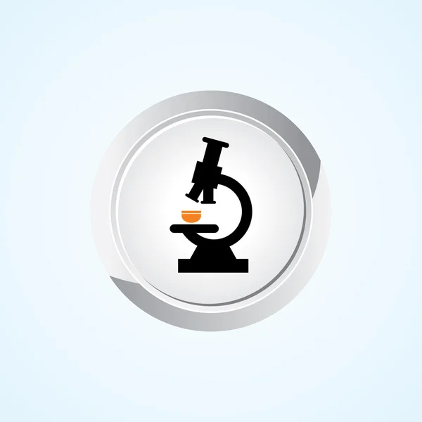 Icona del microscopio sul pulsante. Eps-10 . — Vettoriale Stock