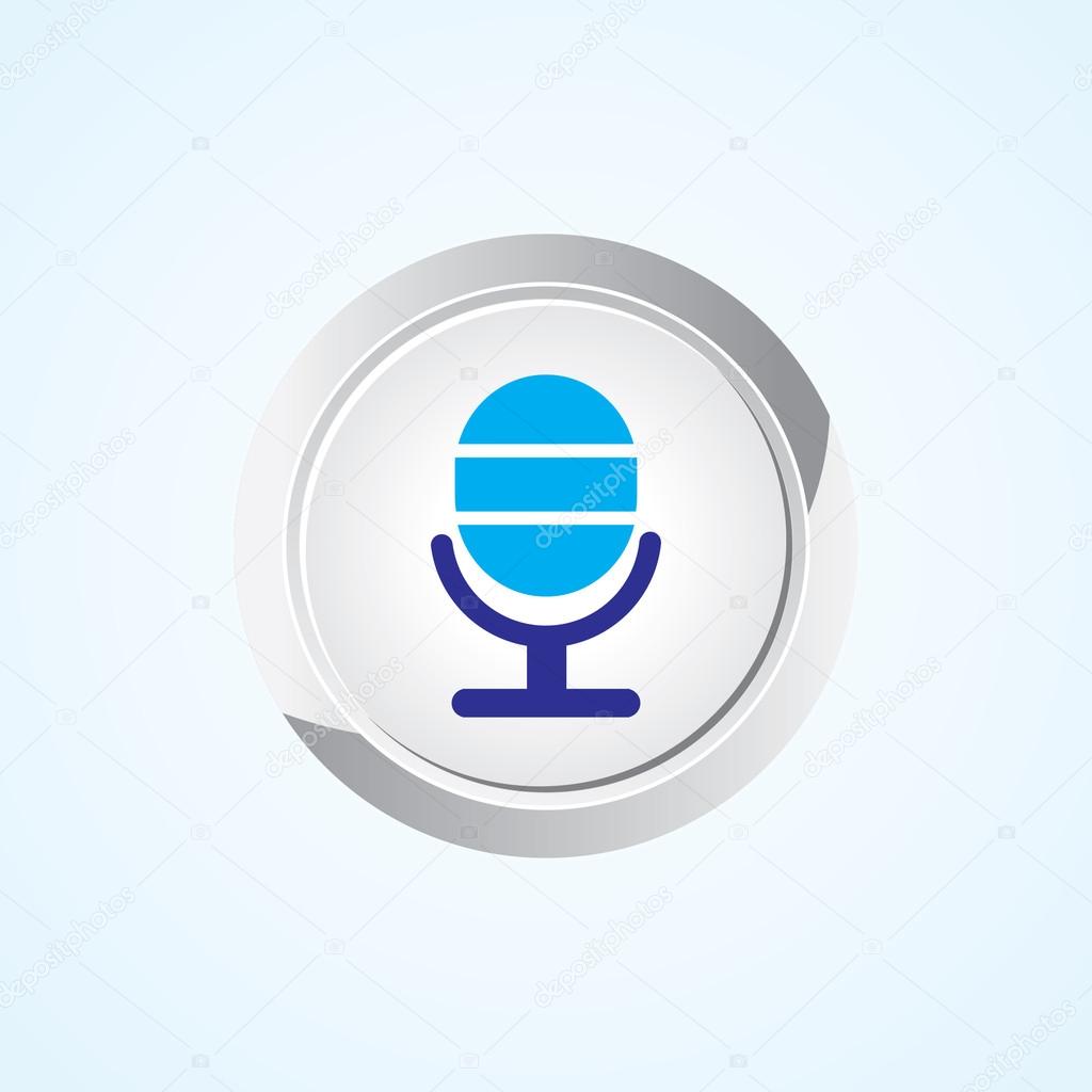 Icon of Microphone on Button. Eps-10.