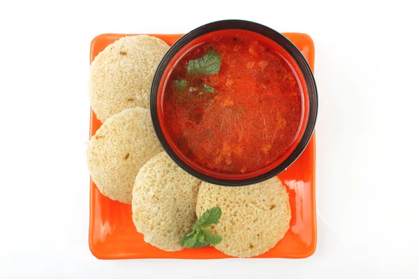 Südindisches Essen untätig sambar wada — Stockfoto