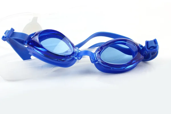 Blue Colored Swimming Glasses Isolated on white background — Stock Photo, Image