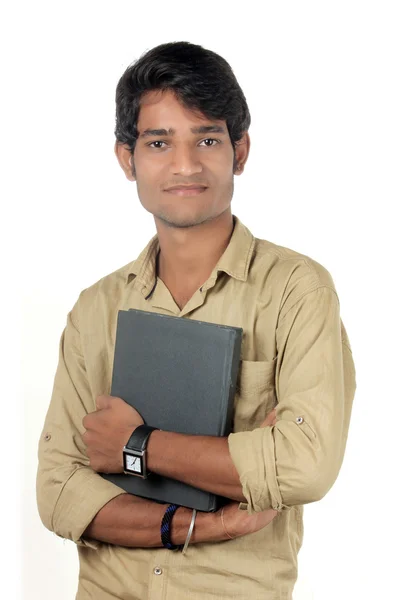 Beautiful Young Indian student holding a diary in hands. — Stock Photo, Image