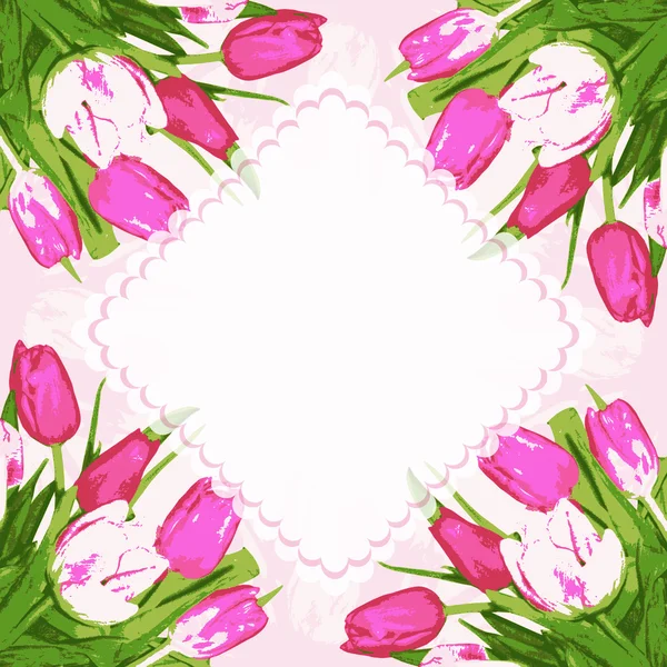 Frame decoratie tulpen bloemen — Stockvector