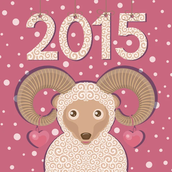 Ram 2015 con corazones y fondo rosa — Vector de stock