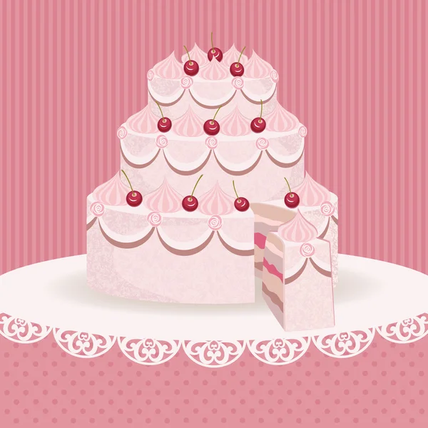 Cake met kers — Stockvector