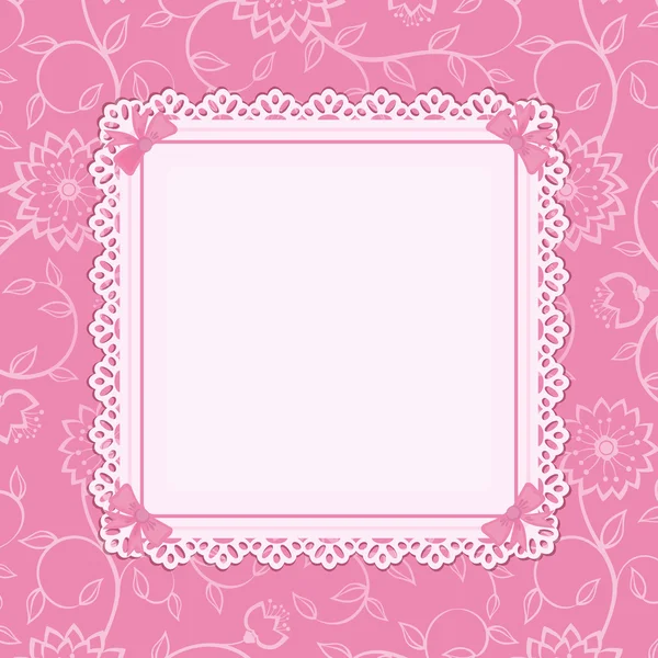 Cornice rosa con sfondo floreale ornamentale — Vettoriale Stock