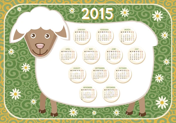 羊 2015 年日历 — 图库矢量图片
