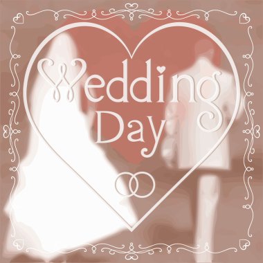 Tebrik kartı düğün. Romantik damat ve gelin