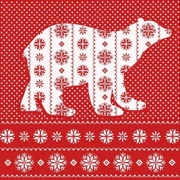 Christmas card with ornamental polar bear — Stock Vector