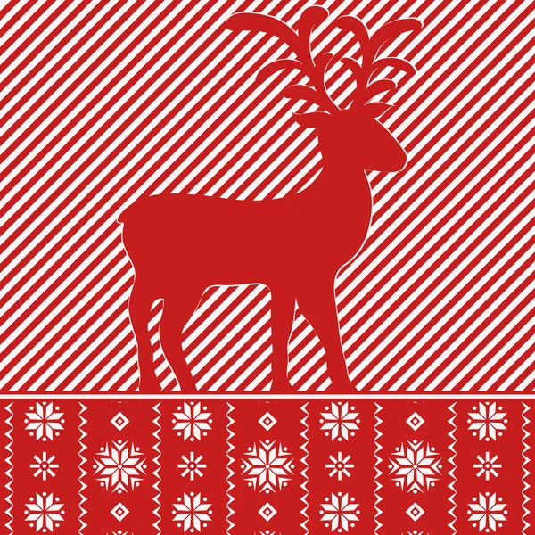 Cartão de Natal com renas vermelhas — Vetor de Stock