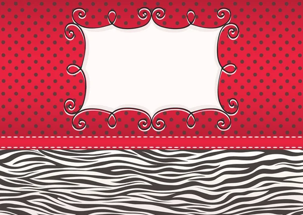 Zebra texture and dotted background with frame — Stock Vector