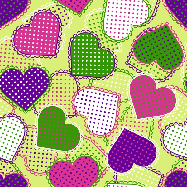 Patrón sin costuras con corazones coloridos — Vector de stock