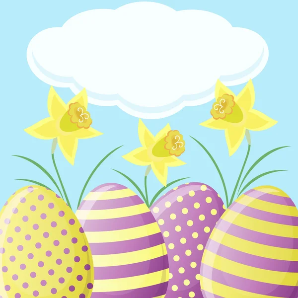 Nergis ve yumurta Paskalya kartı — Stok Vektör