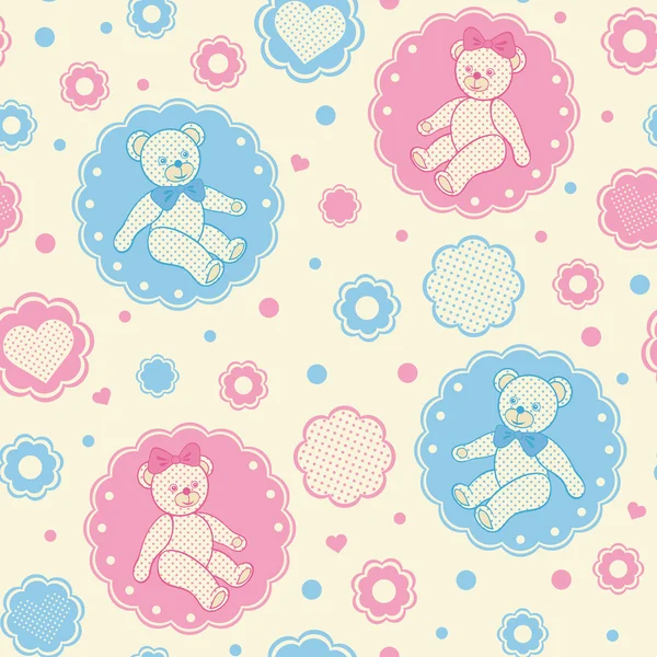 Seamless pattern with teddy bears — Stock Vector