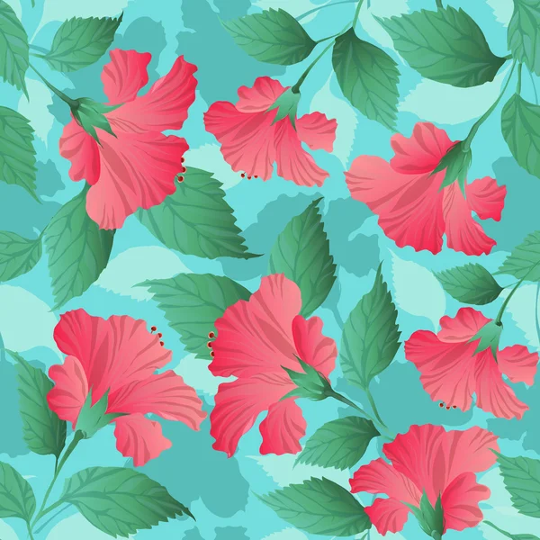 Naadloze patroon met hibiscus bloemen — Stockvector