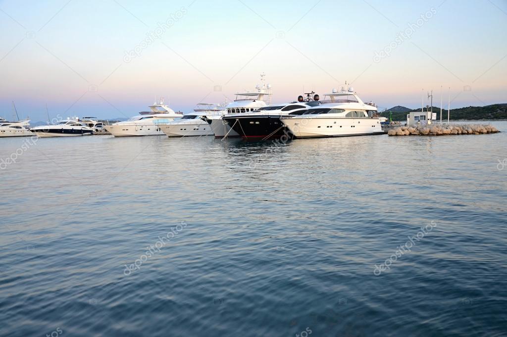 Sea bay with anchoring ships Croatia