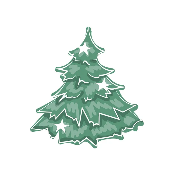 Beyaz arkaplanda izole edilmiş tek bir Noel ağacı zirvesi — Stok Vektör