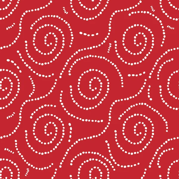 Resumen espiral puntos Feliz Navidad rojo sin costuras patrón de fondo — Vector de stock