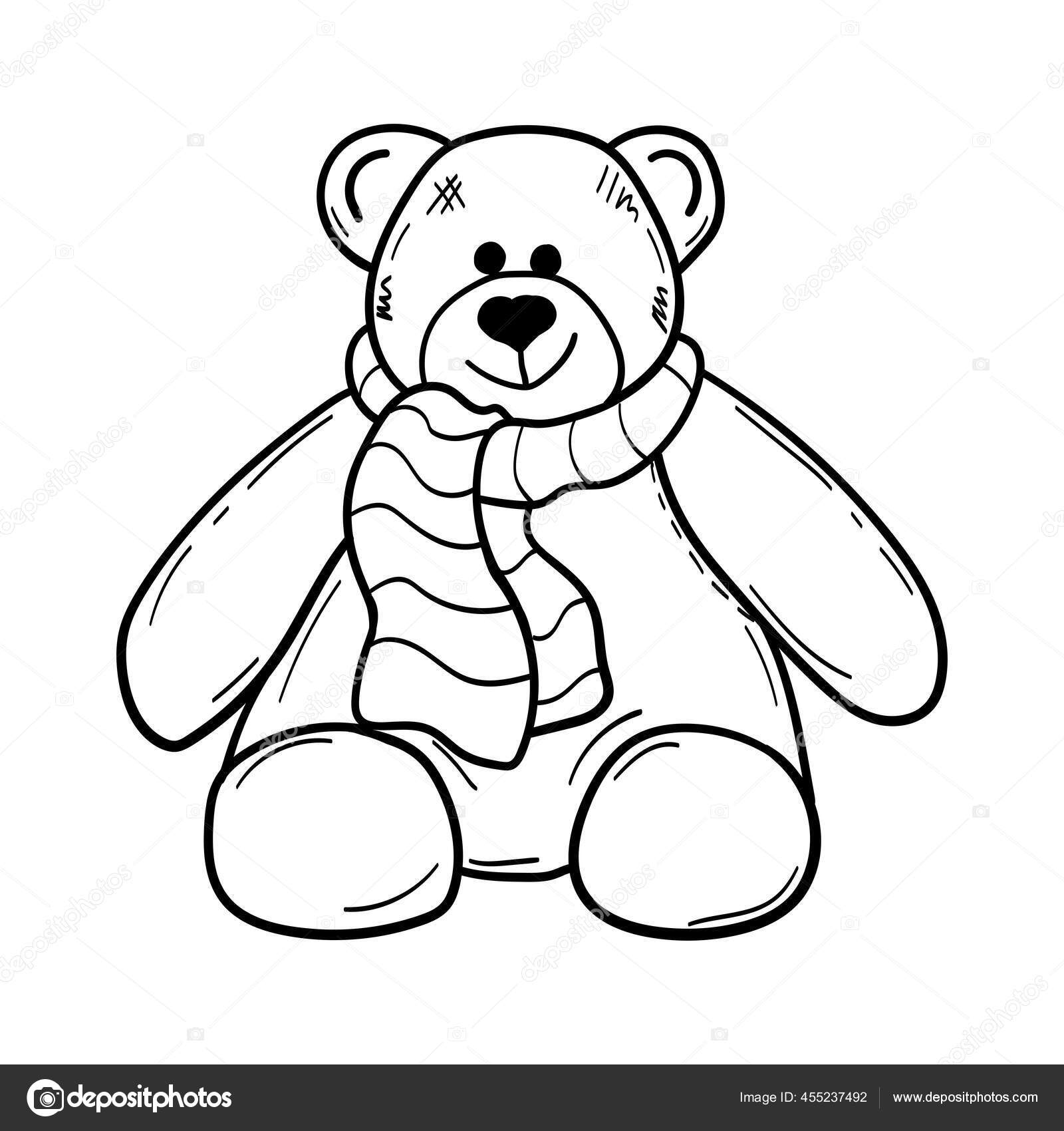 Иллюстрация Игрушки Тедди, Изолированная На Белом Фоне. Страница С.