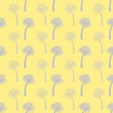 Palmiye ağacı siluet desenli tasarım, sarı arkaplanda nihai gri