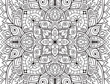 Mandala yetişkin boyama kitabı sayfası. Boyama kitabı Hindistan