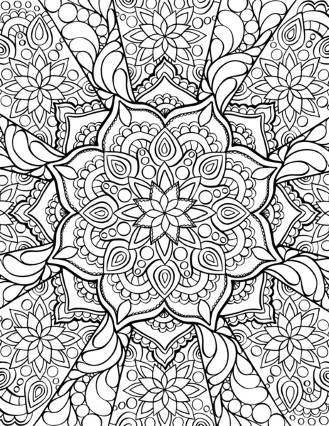 Mandala adulto para colorear página del libro. Página para colorear estilo Zentangle. — Archivo Imágenes Vectoriales