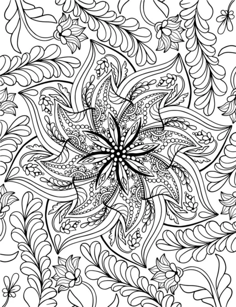 Mandala adulto para colorear página del libro. Página para colorear Zentangle. — Archivo Imágenes Vectoriales