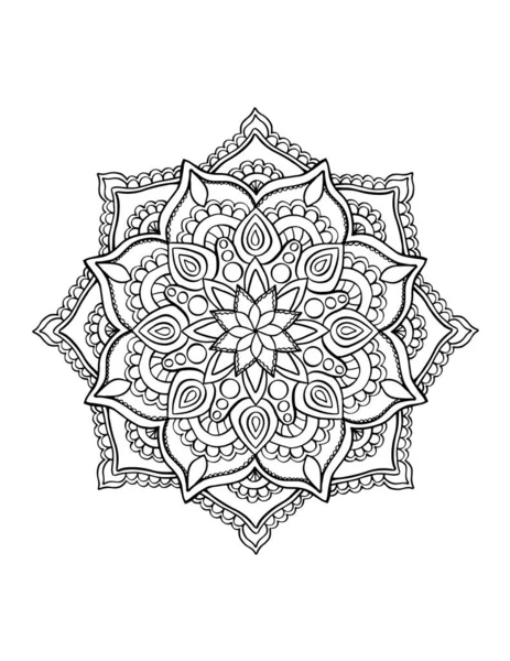 Mandala színező könyv oldal, indiai motívum rajz vázlat, mandala tetoválás design — Stock Vector