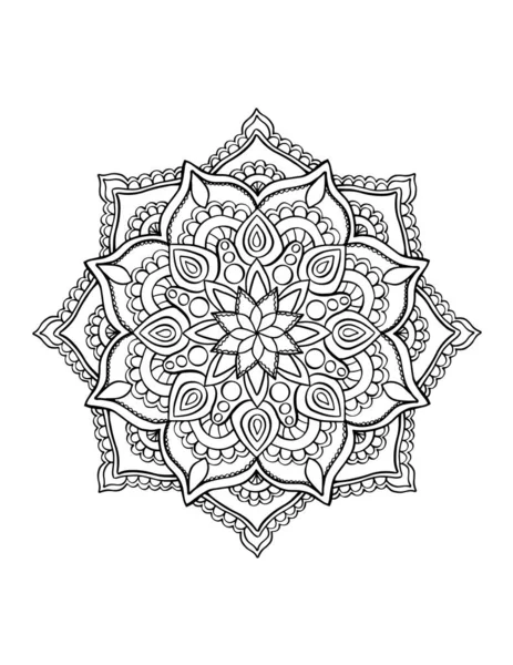 Mandala boyama kitabı sayfası, Hint motifi çizim taslağı, mandala dövme tasarımı
