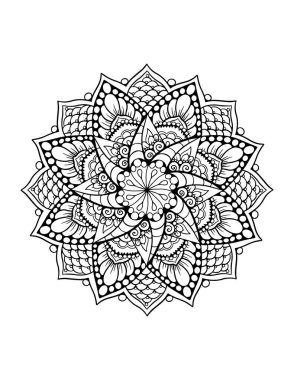 Mandala dövme tasarımı, boyama kitabı sayfası, mandala dövmesi.