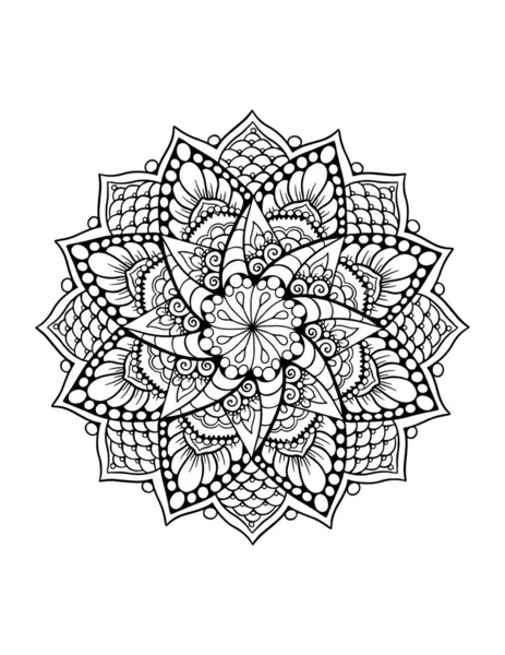 Diseño del tatuaje del contorno del mandala, página del libro para colorear, tatuaje del mandala — Archivo Imágenes Vectoriales