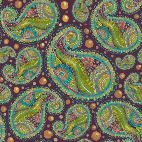 Paisley indio diseño de patrón sin costura tradicional, impresión ornamental abstracta — Foto de Stock